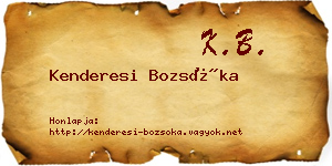 Kenderesi Bozsóka névjegykártya